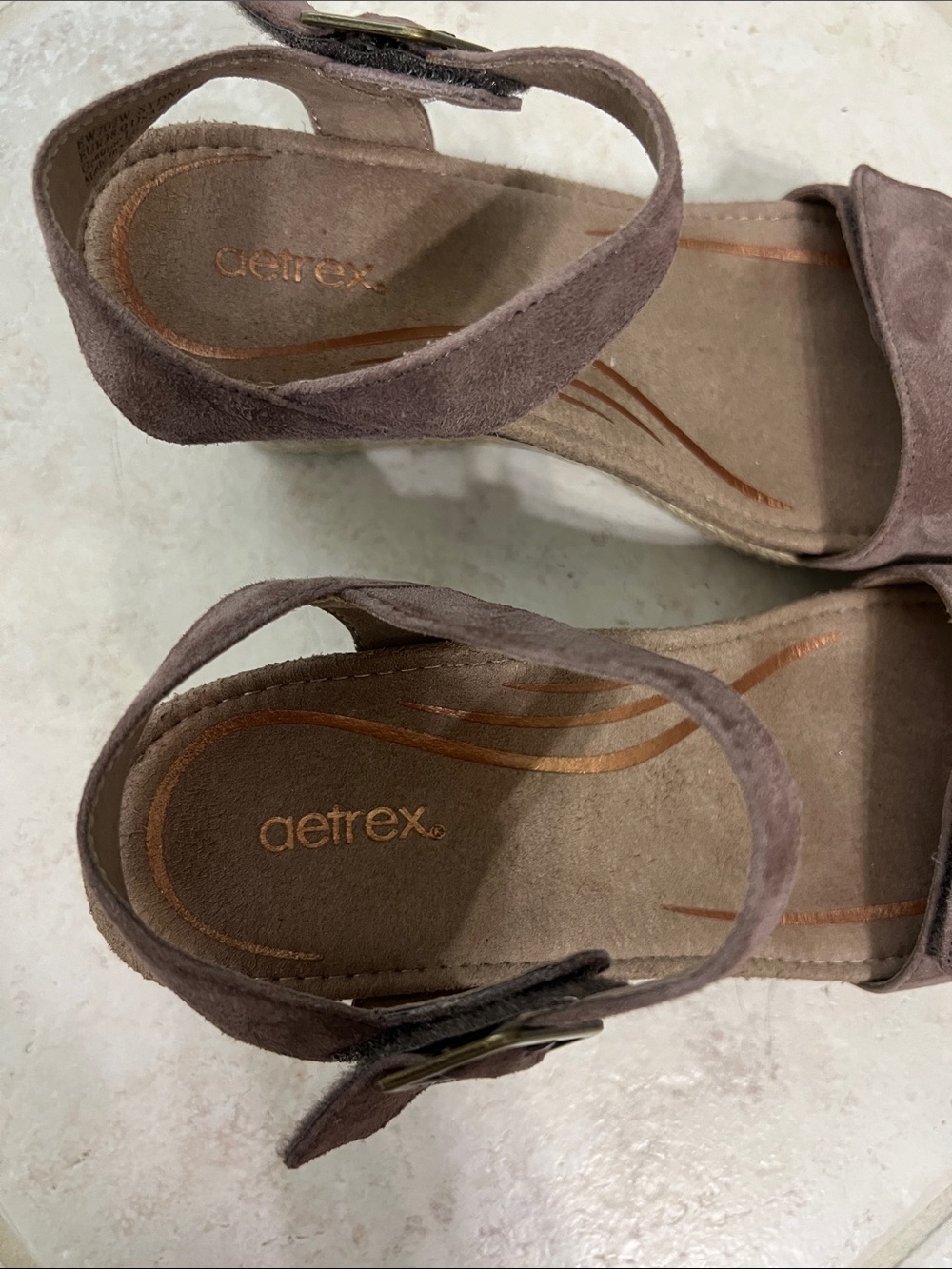 Aetrex Suede Ankle-Strap Sandals in Taupe - Picture 5 of 8